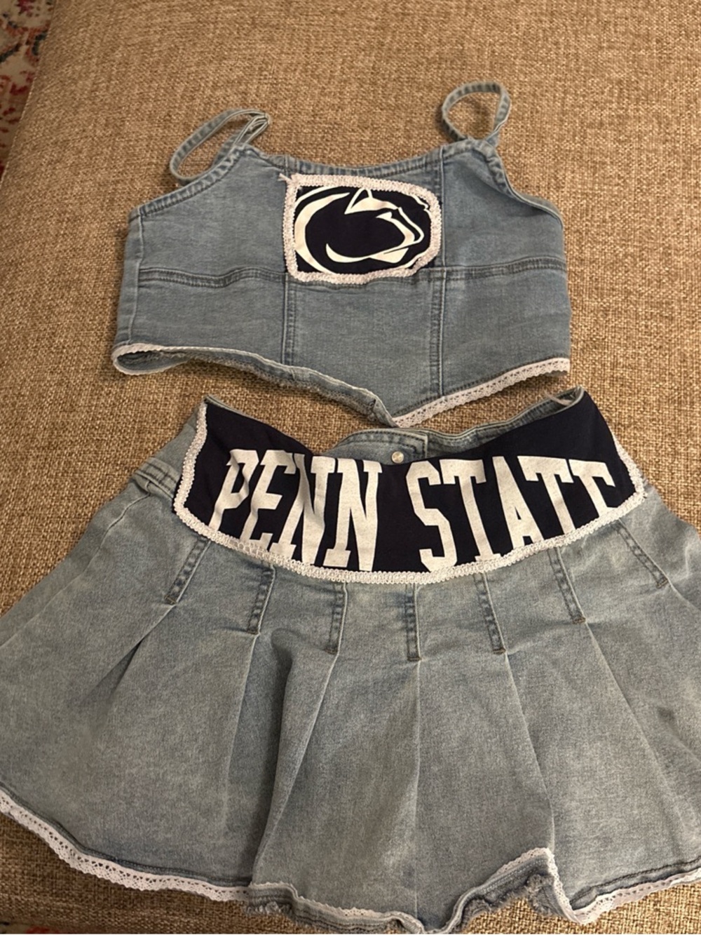 Source Unknown Light Blue Denim Two-Piece with Navy Penn State Logo